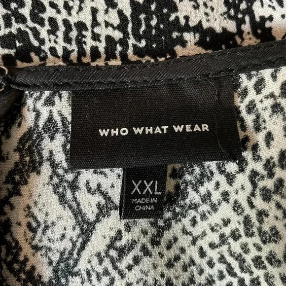 Who What Wear Size XXL Black Ruffle Sleeve Dress Snakeprint Sleeveless Zipper - Picture 3 of 7